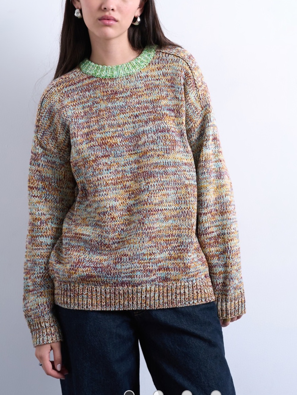 Topshop knit multi color twisted yarn contrast sweater in green NWT